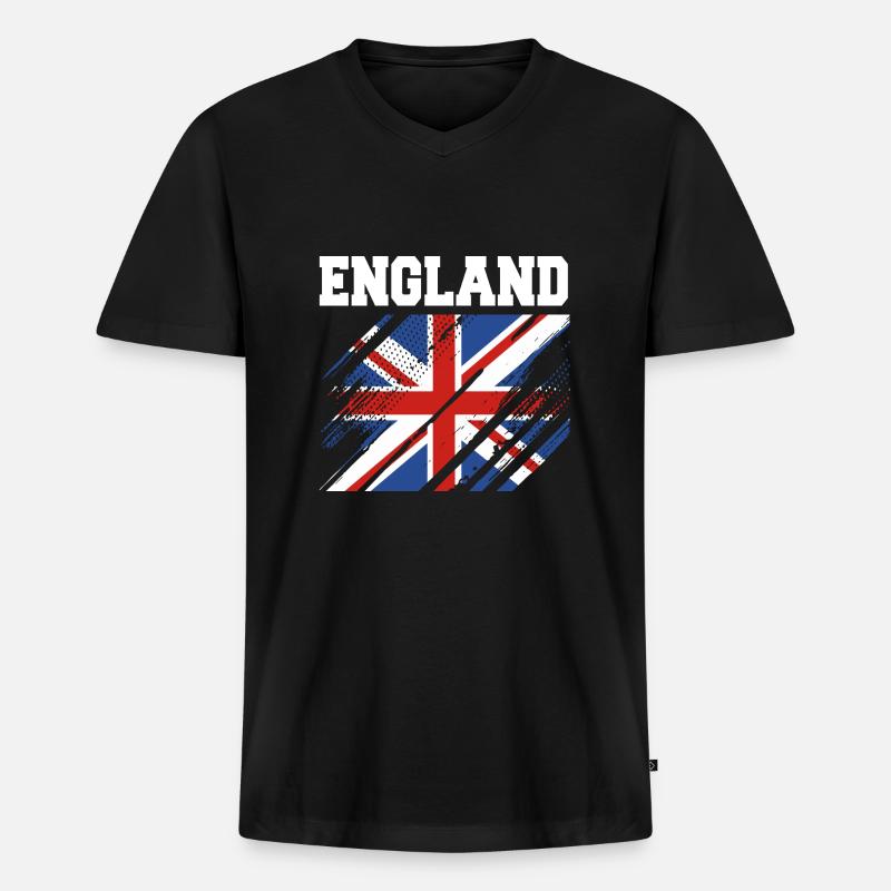England Englisch - Männer Premium Bio T-Shirt mit V-Ausschnitt - Schwarz