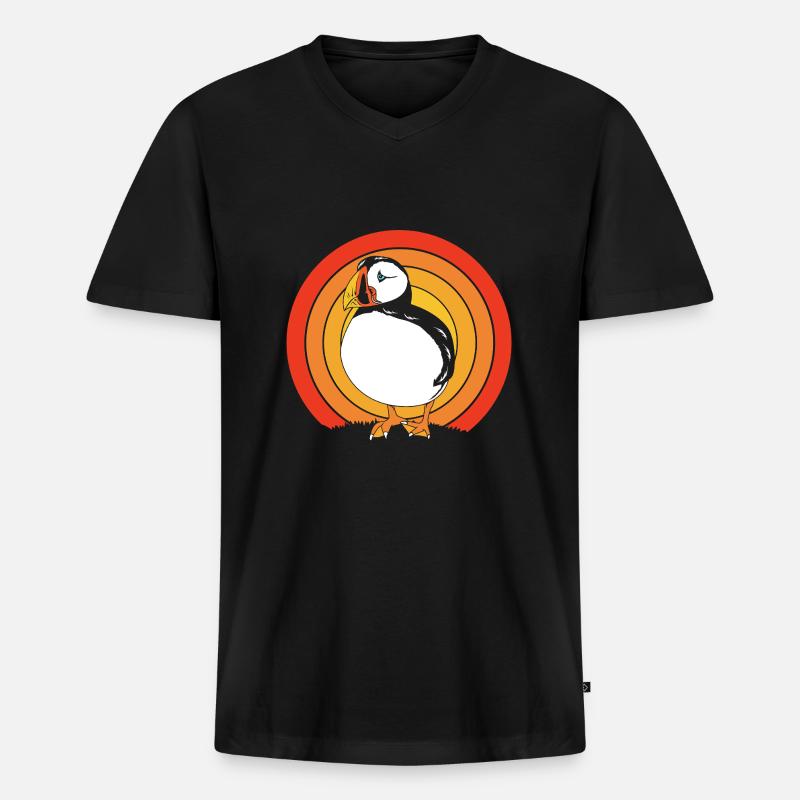 Papageientaucher Puffin - Männer Premium Bio T-Shirt mit V-Ausschnitt - Schwarz