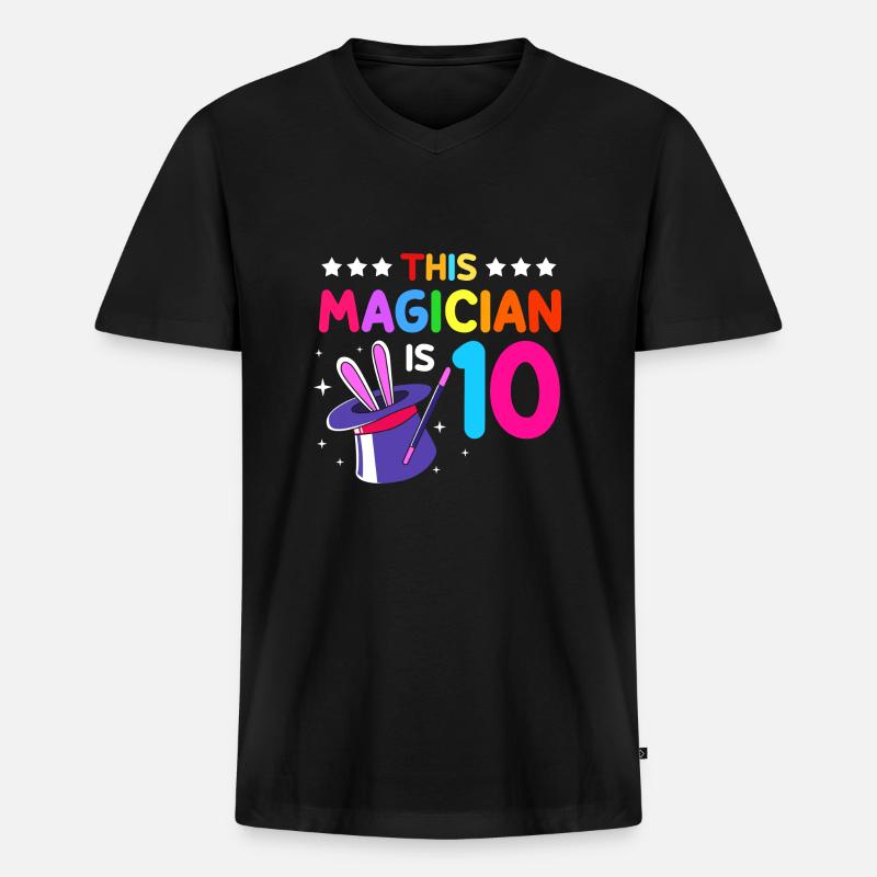Zauberer Magie Magier - Männer Premium Bio T-Shirt mit V-Ausschnitt - Schwarz