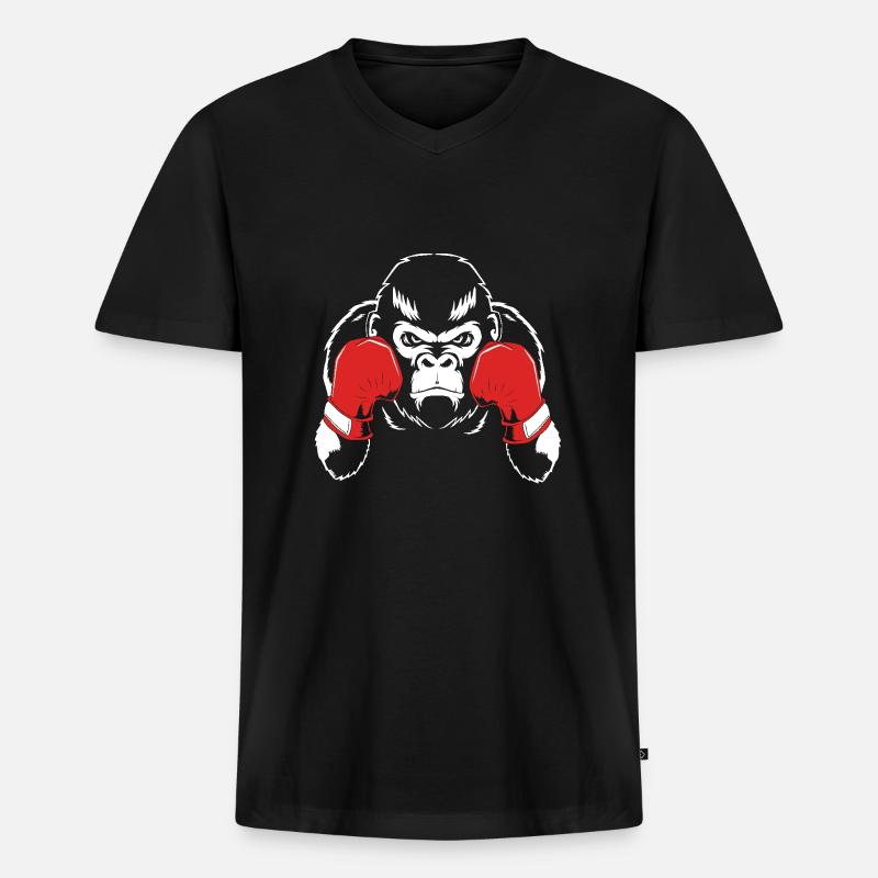 Gorilla - Männer Premium Bio T-Shirt mit V-Ausschnitt - Schwarz