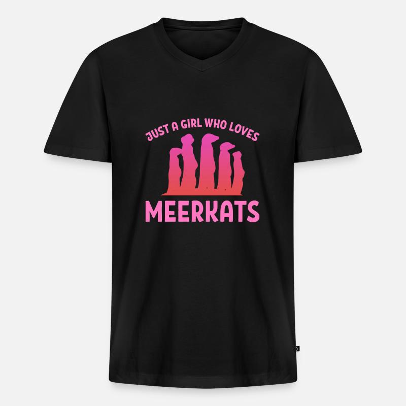 Erdmännchen Mädchen Tochter - Männer Premium Bio T-Shirt mit V-Ausschnitt - Schwarz