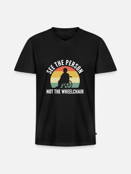 Fauteuil roulant - T-shirt encolure en V Premium bio Homme - noir