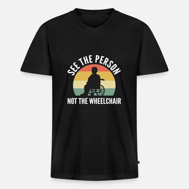 Rollstuhl - Männer Premium Bio T-Shirt mit V-Ausschnitt - Schwarz