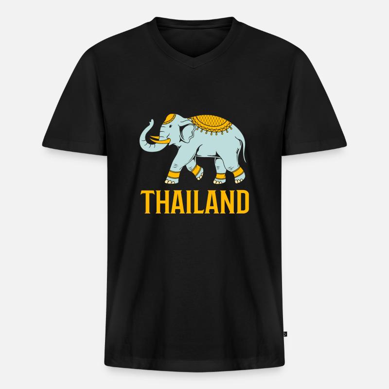 Thailand - Männer Premium Bio T-Shirt mit V-Ausschnitt - Schwarz