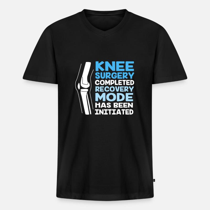 Knie Operation - Männer Premium Bio T-Shirt mit V-Ausschnitt - Schwarz