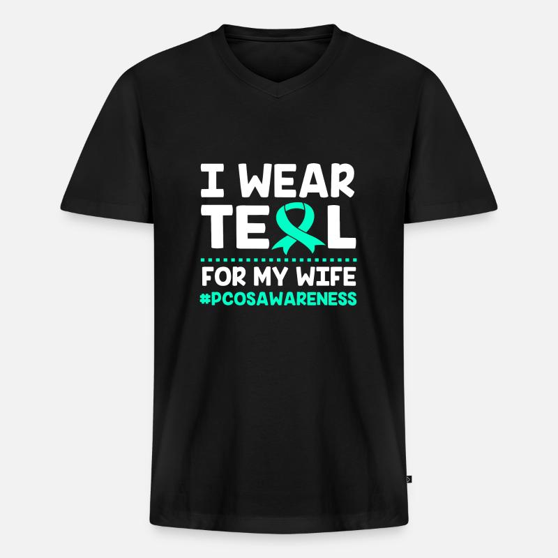 Pcos-Bewusstsein - Männer Premium Bio T-Shirt mit V-Ausschnitt - Schwarz