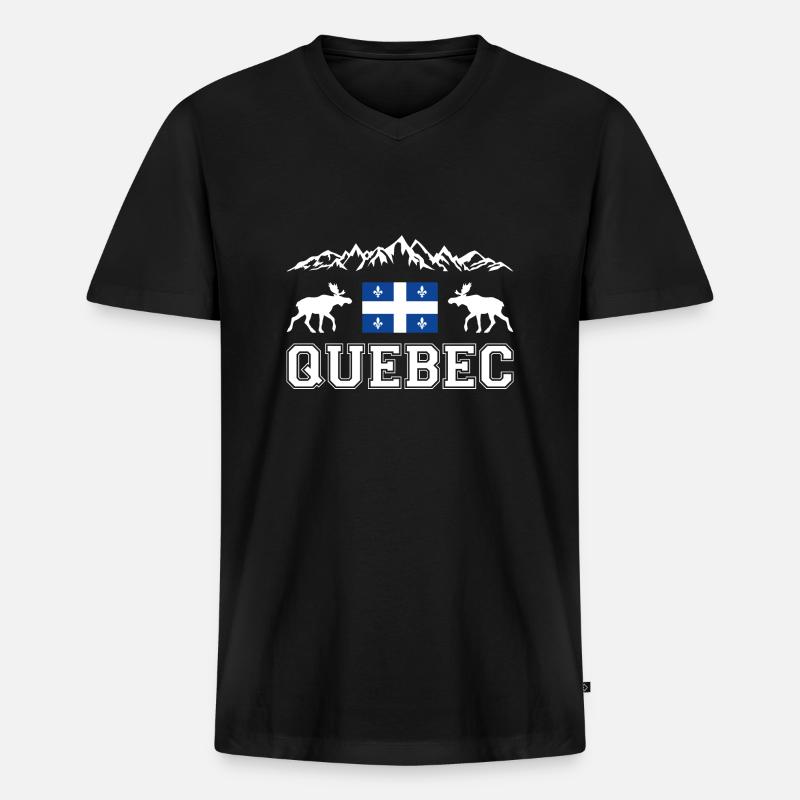 Quebec - Männer Premium Bio T-Shirt mit V-Ausschnitt - Schwarz