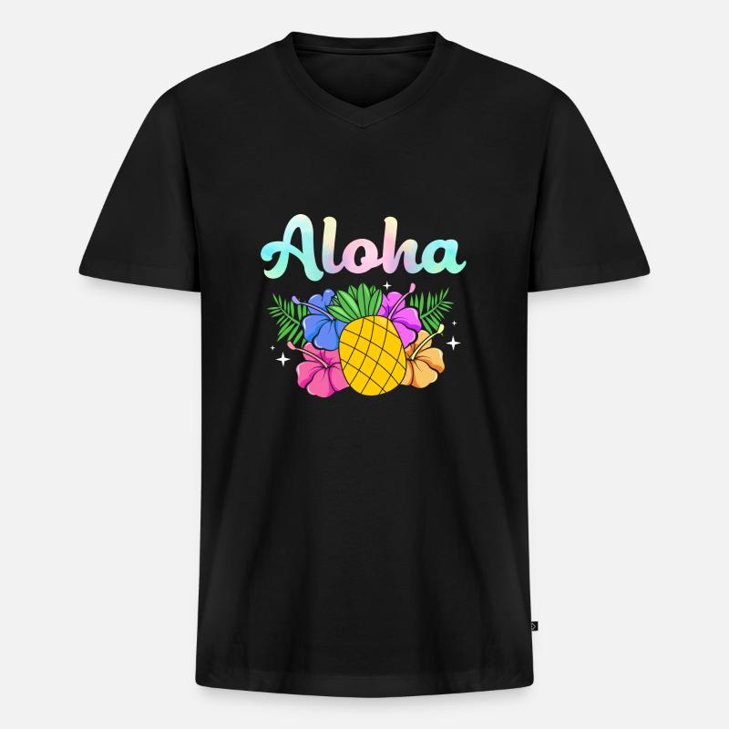 Maui Hawaii Hawaiian - Männer Premium Bio T-Shirt mit V-Ausschnitt - Schwarz