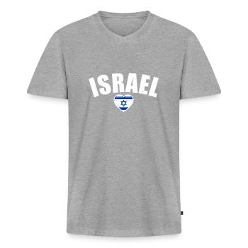 Israël Vintage Drapeau Israélien - T-shirt encolure en V Premium bio Homme - gris chiné - Devant