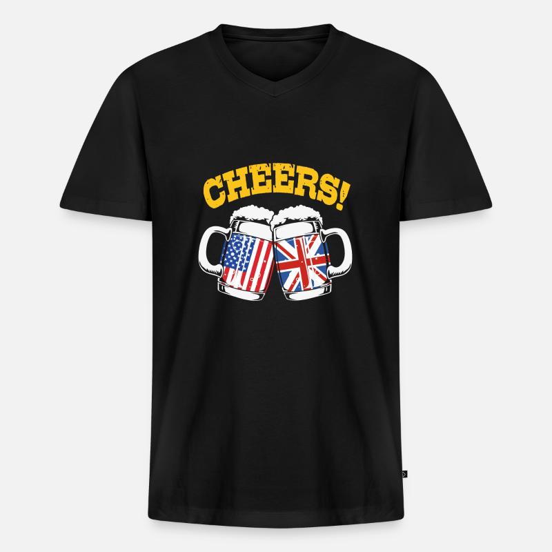 England - Männer Premium Bio T-Shirt mit V-Ausschnitt - Schwarz