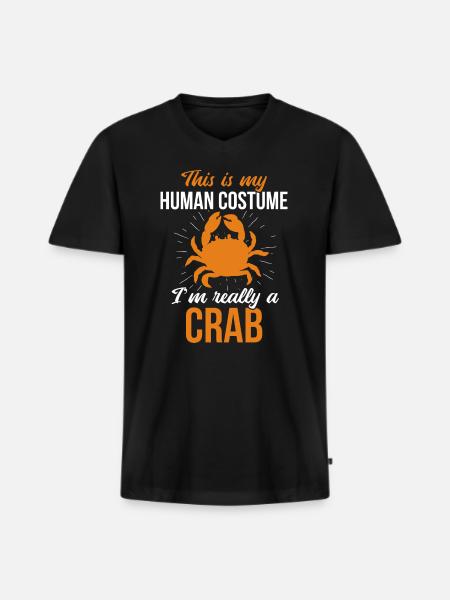 Krabbe - Männer Premium Bio T-Shirt mit V-Ausschnitt - Schwarz
