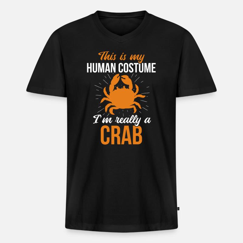 Krabbe - Männer Premium Bio T-Shirt mit V-Ausschnitt - Schwarz
