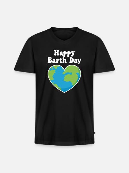 Happy Earth Day - Men's Premium Organic T-shirt with V-neck - black