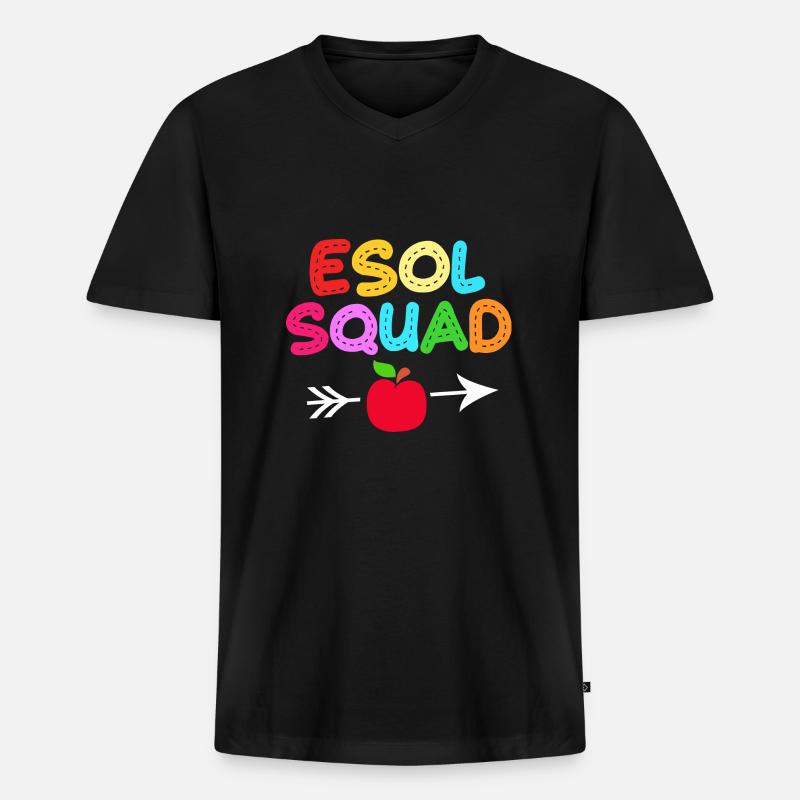 Englischlehrerin Englisch Lehrer - Männer Premium Bio T-Shirt mit V-Ausschnitt - Schwarz