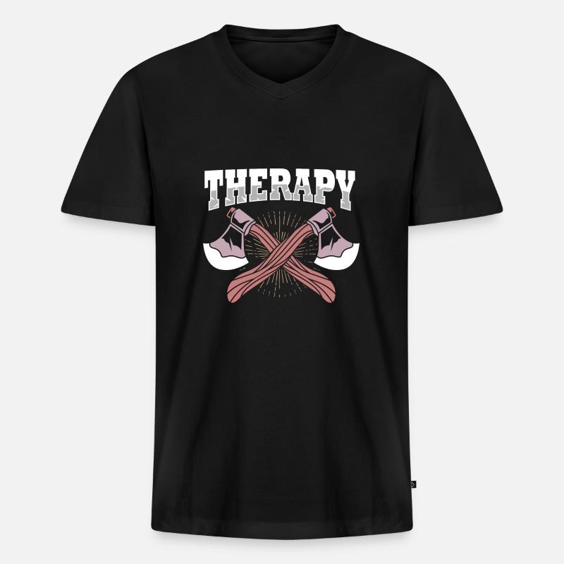 Axt - Männer Premium Bio T-Shirt mit V-Ausschnitt - Schwarz