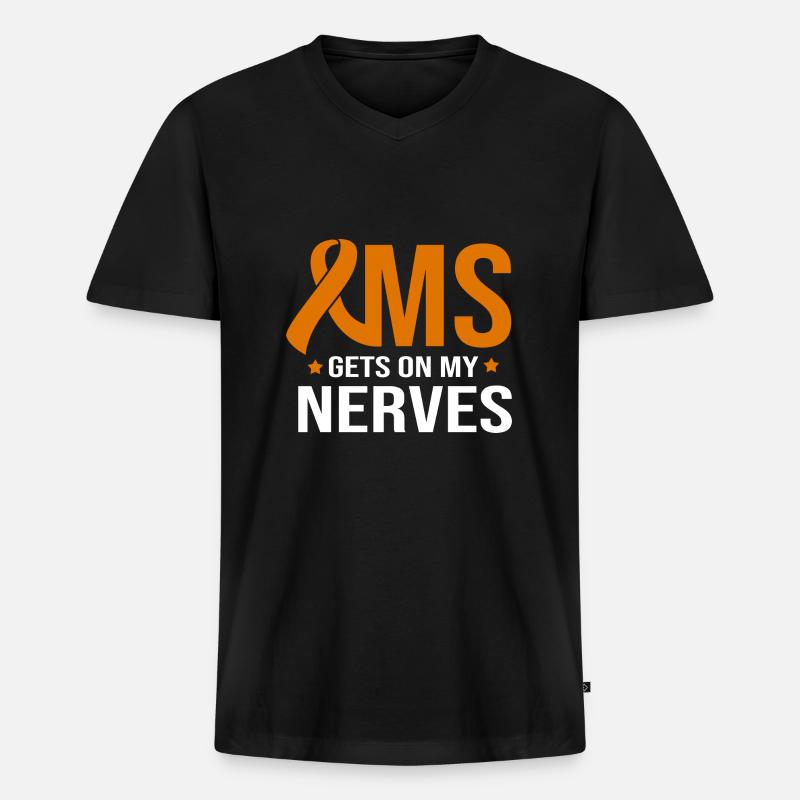 Multiple Sclerosis MS - Men's Premium Organic T-shirt with V-neck - black