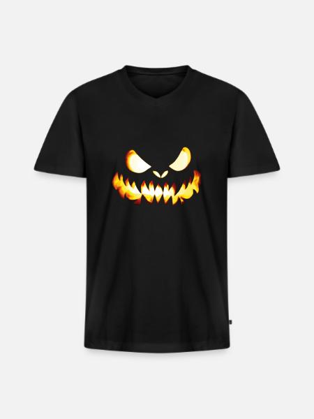AI Pumpkin - Men's Premium Organic T-shirt with V-neck - black