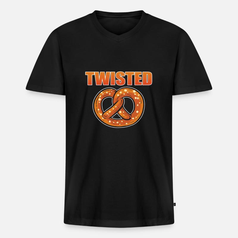 Brezel - Männer Premium Bio T-Shirt mit V-Ausschnitt - Schwarz
