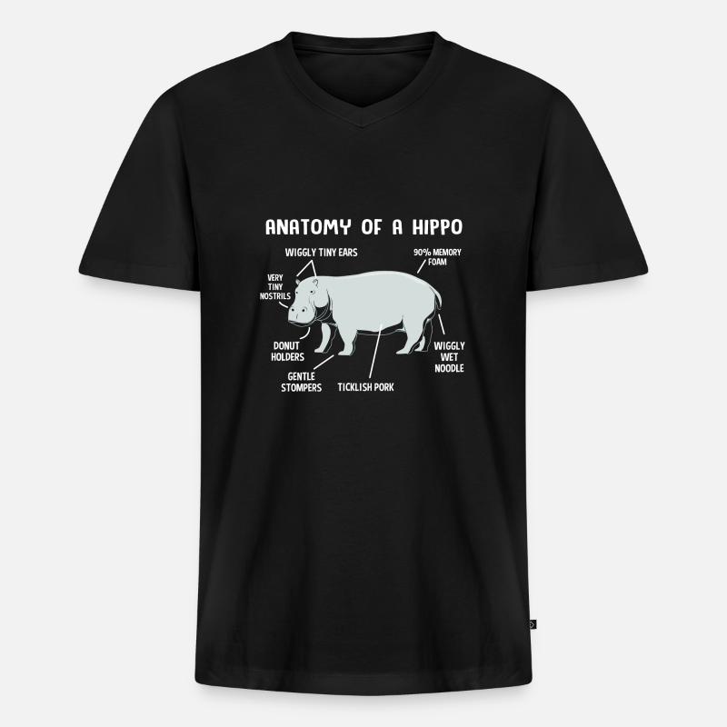 Nilpferd - Männer Premium Bio T-Shirt mit V-Ausschnitt - Schwarz