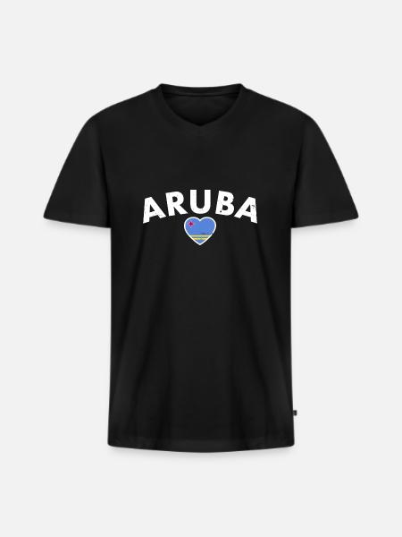 Arubaanse Vlag Trots Arubaans - Mannen Premium Bio T-shirt met V-hals - zwart