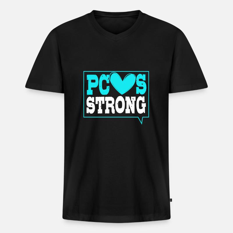 Pcos-Bewusstsein - Männer Premium Bio T-Shirt mit V-Ausschnitt - Schwarz
