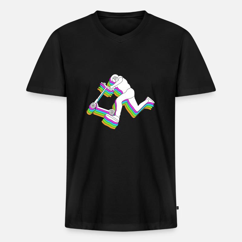 Scooter Roller - Männer Premium Bio T-Shirt mit V-Ausschnitt - Schwarz