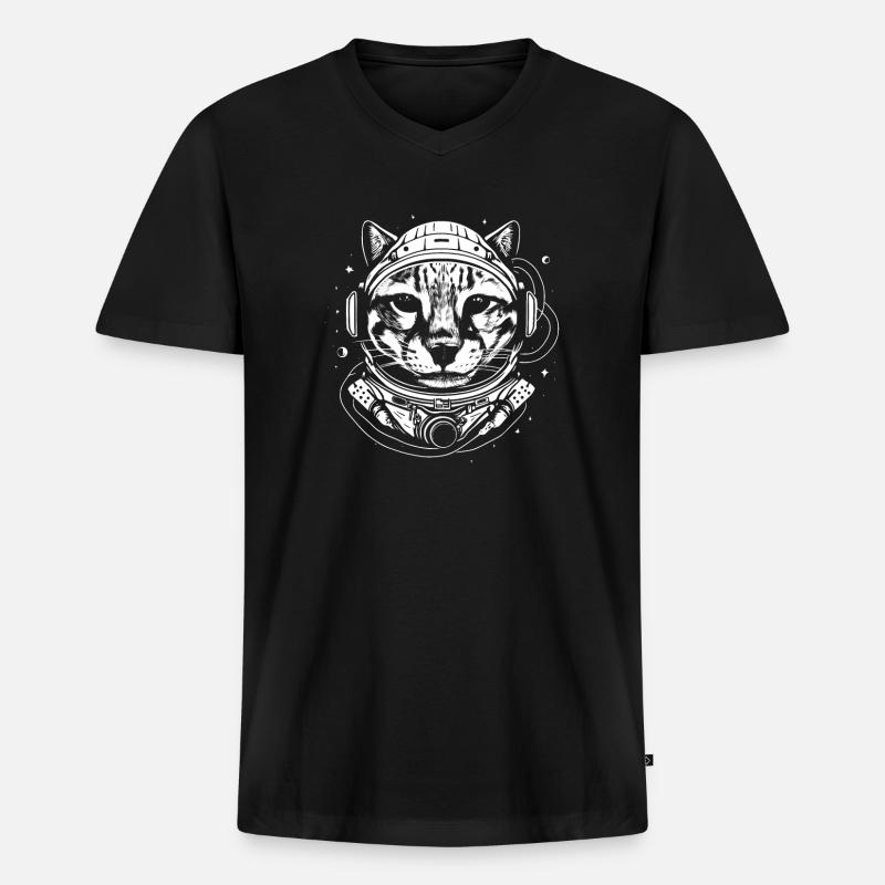 Ozelot - Männer Premium Bio T-Shirt mit V-Ausschnitt - Schwarz