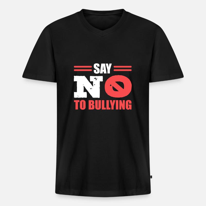 Mobbing - Männer Premium Bio T-Shirt mit V-Ausschnitt - Schwarz