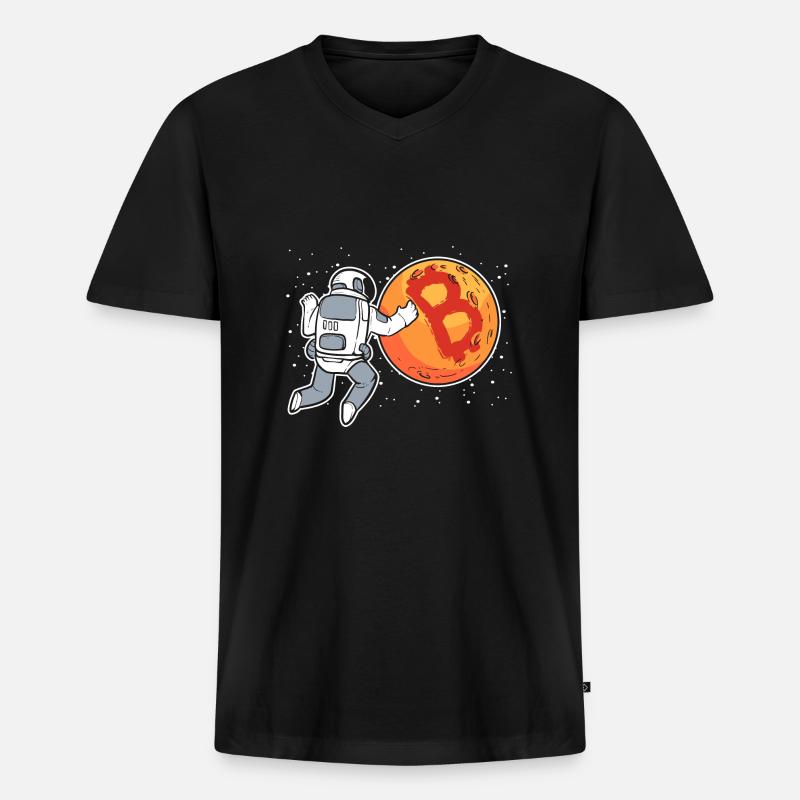 Bitcoin - Männer Premium Bio T-Shirt mit V-Ausschnitt - Schwarz