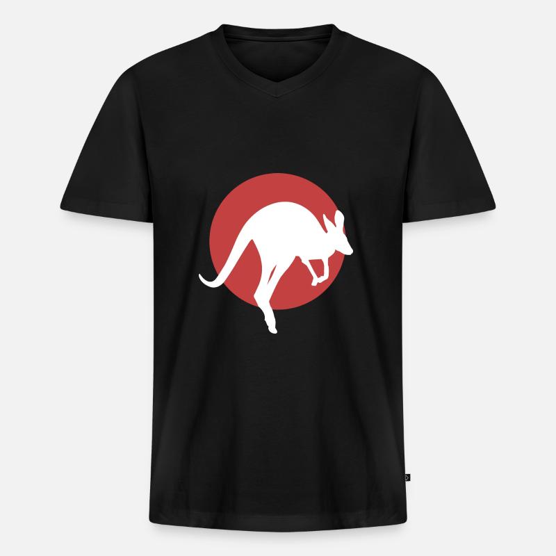 Känguru - Männer Premium Bio T-Shirt mit V-Ausschnitt - Schwarz