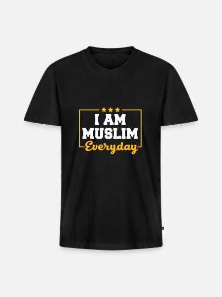 Muslimsk islam Muslimsk Muslima Eid Mubarak - Premium økologisk T-shirt med V-hals til mænd - sort