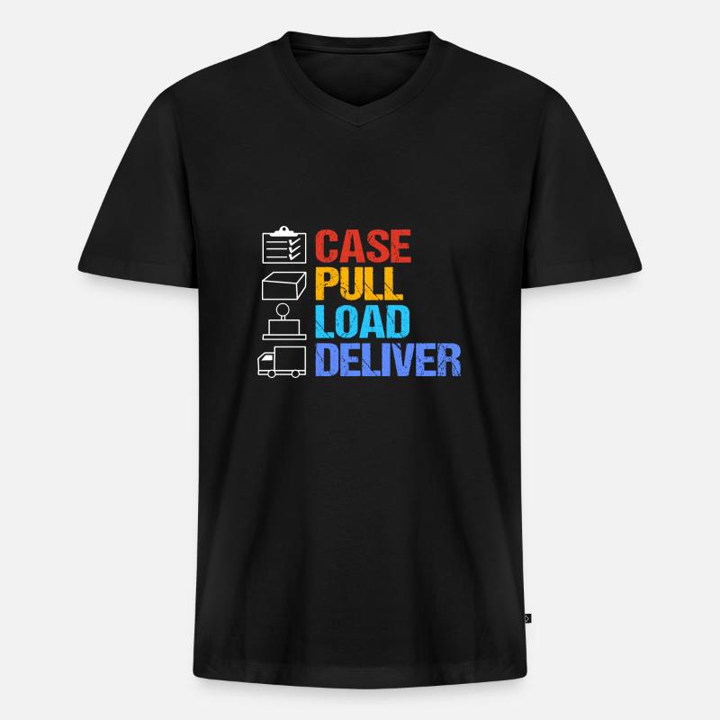 Postbote - Männer Premium Bio T-Shirt mit V-Ausschnitt - Schwarz
