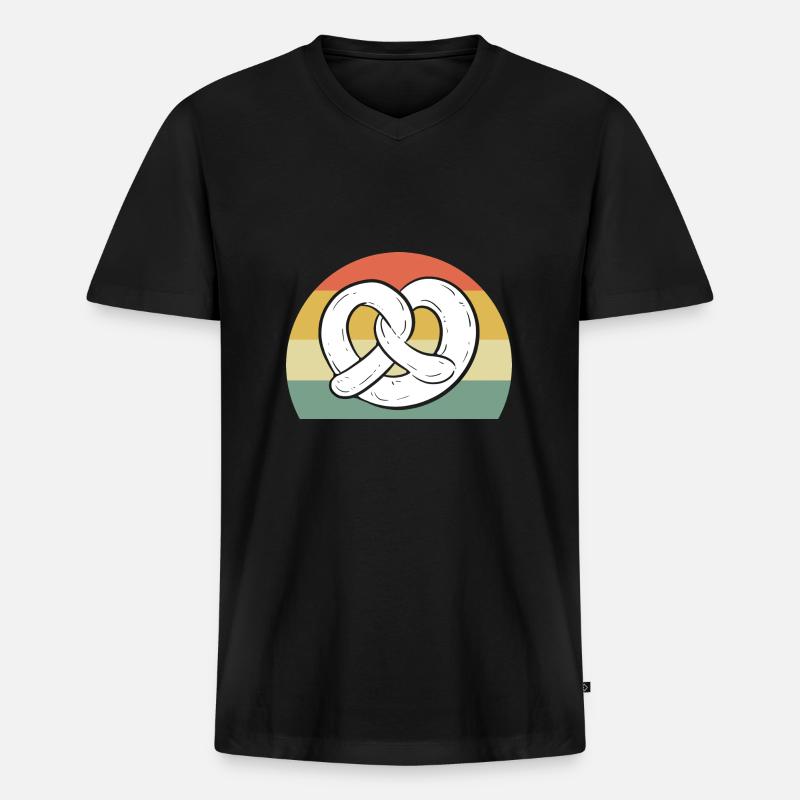 Brezel - Männer Premium Bio T-Shirt mit V-Ausschnitt - Schwarz