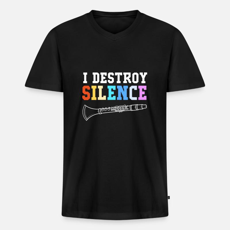 Klarinette - Männer Premium Bio T-Shirt mit V-Ausschnitt - Schwarz
