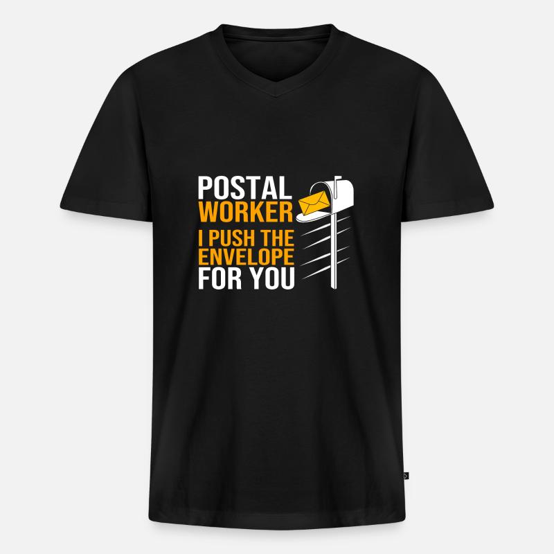 Postbote - Männer Premium Bio T-Shirt mit V-Ausschnitt - Schwarz