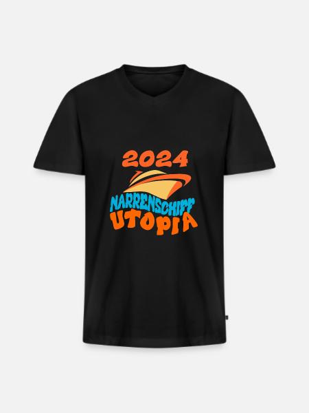 Narrenschiff Utopia, Strauß Zitat - Männer Premium Bio T-Shirt mit V-Ausschnitt - Schwarz