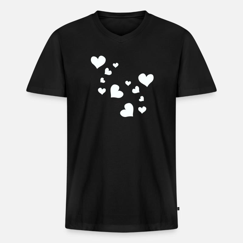 Muster Herzen Herz Symbol - Männer Premium Bio T-Shirt mit V-Ausschnitt - Schwarz