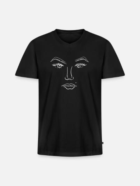 Art Face Man Symbol Template - Men's Premium Organic T-shirt with V-neck - black