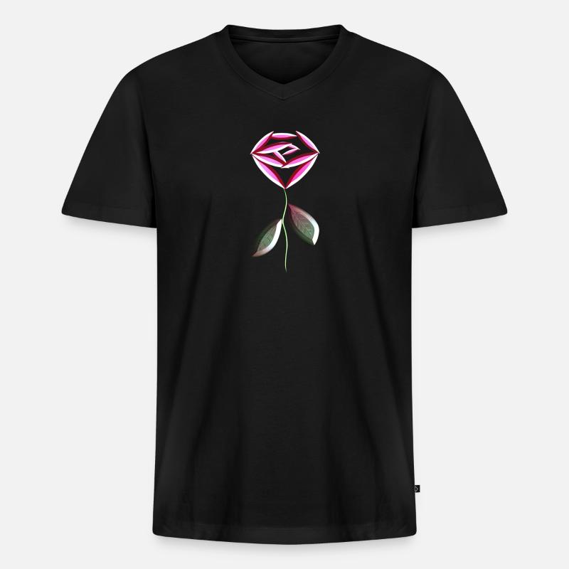 pinke rose blume symbol - Männer Premium Bio T-Shirt mit V-Ausschnitt - Schwarz