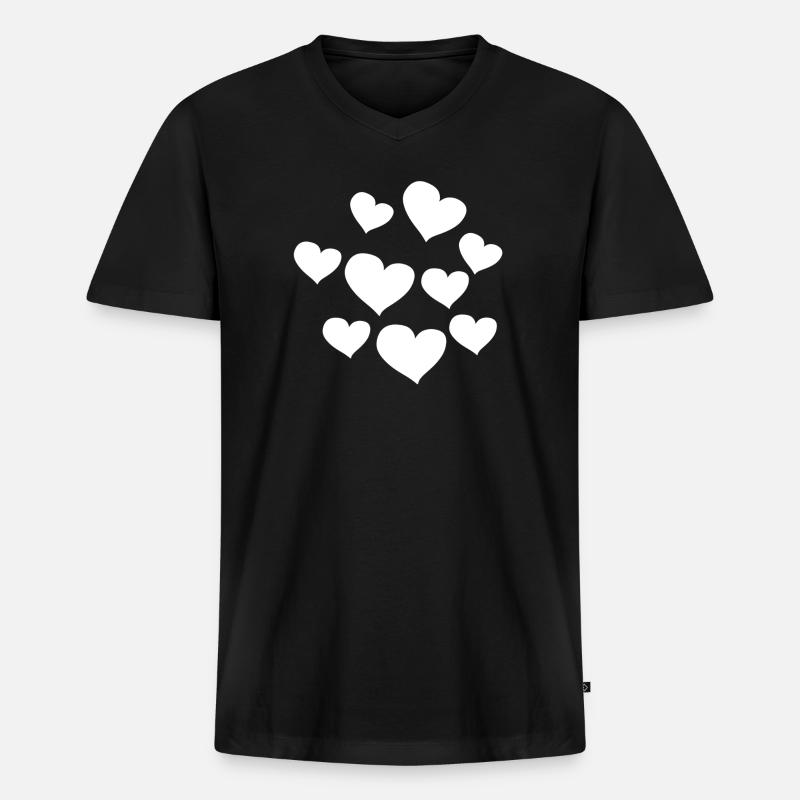 herz muster herzen symbol liebe - Männer Premium Bio T-Shirt mit V-Ausschnitt - Schwarz