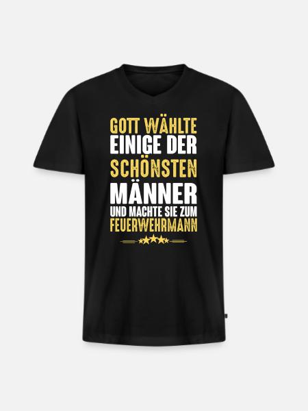 Feuerwehrmann - Männer Premium Bio T-Shirt mit V-Ausschnitt - Schwarz