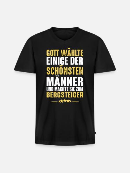 Bergsteigen - Bergsteiger - Männer Premium Bio T-Shirt mit V-Ausschnitt - Schwarz
