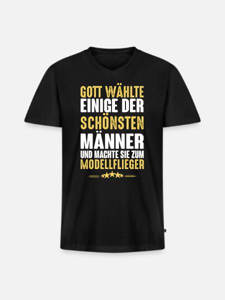 Modellflug - Modellflieger - Männer Premium Bio T-Shirt mit V-Ausschnitt - Schwarz