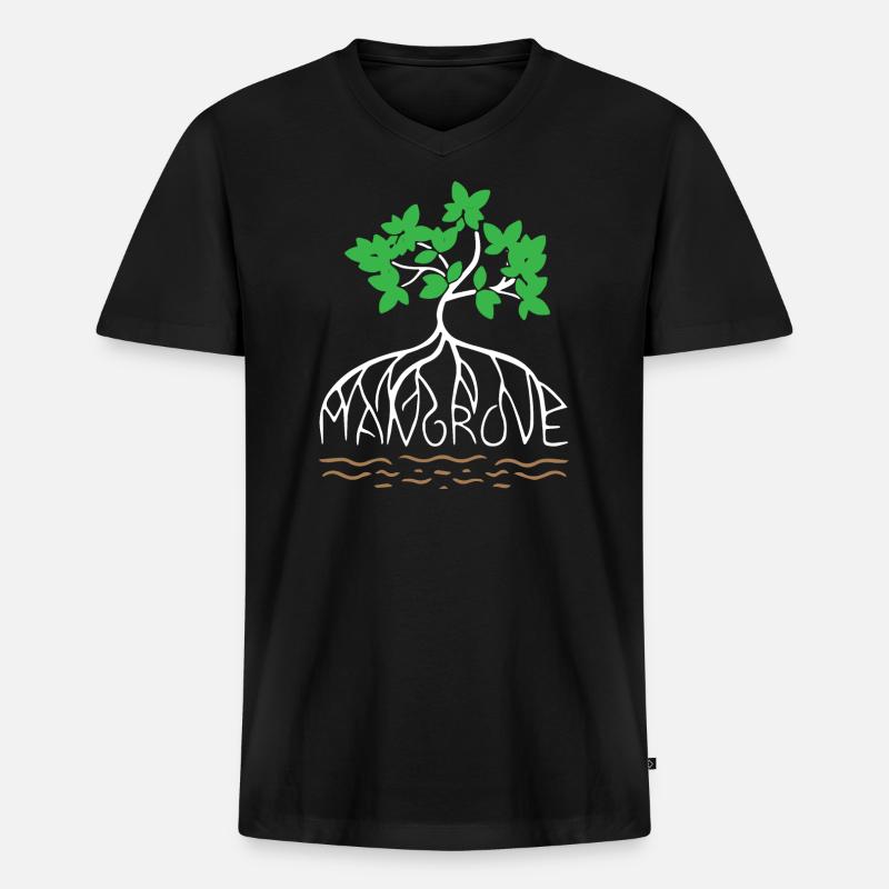 Mangrove Save World - Männer Premium Bio T-Shirt mit V-Ausschnitt - Schwarz