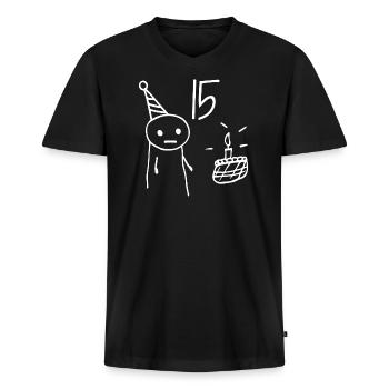 15 Jahre alt - 15. Geburtstag Spaß 15 Jahre alt Geschenk - Männer Premium Bio T-Shirt mit V-Ausschnitt - Schwarz - Vorne - Nico (187cm)