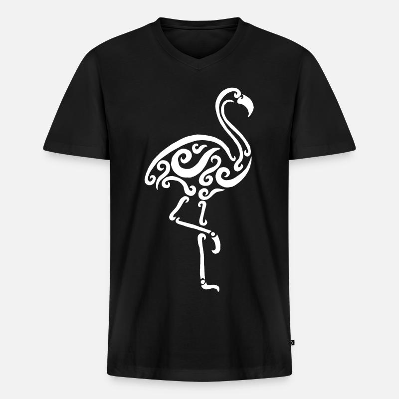Weißer Flamingo - Männer Premium Bio T-Shirt mit V-Ausschnitt - Schwarz