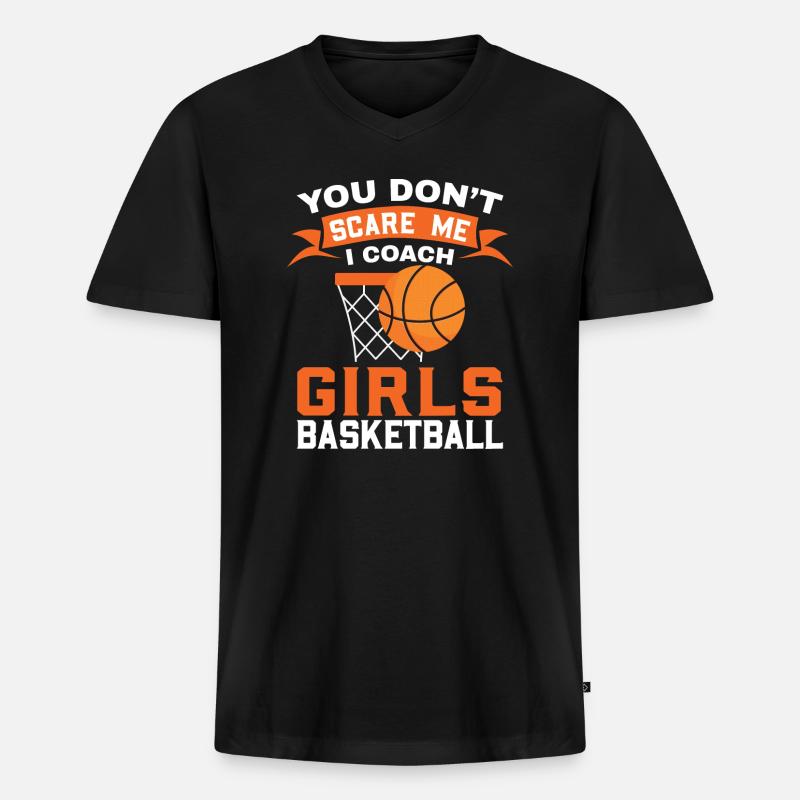 Lustiger Mädchen-Basketball-Trainer - Männer Premium Bio T-Shirt mit V-Ausschnitt - Schwarz