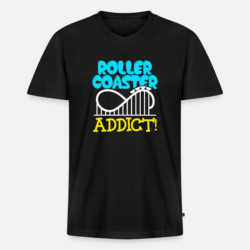 Rollercoaster Bekleidung - Männer Premium Bio T-Shirt mit V-Ausschnitt - Schwarz