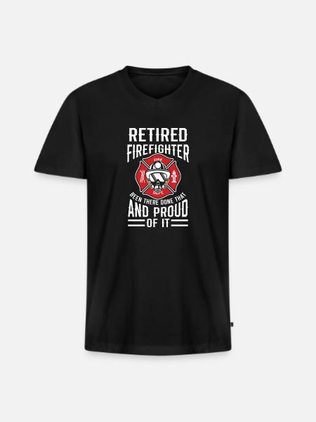 Retired Firefighter Fireman Apparel Retirement - Men's Premium Organic T-shirt with V-neck - black