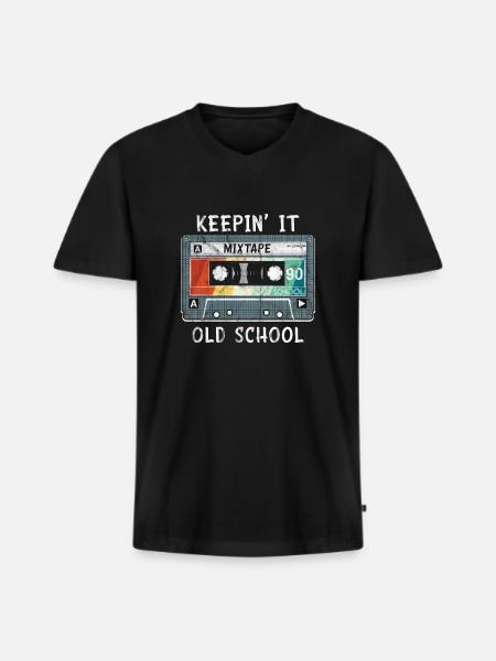 Old School Mixtape Music 90s Hip Hop - Men's Premium Organic T-shirt with V-neck - black
